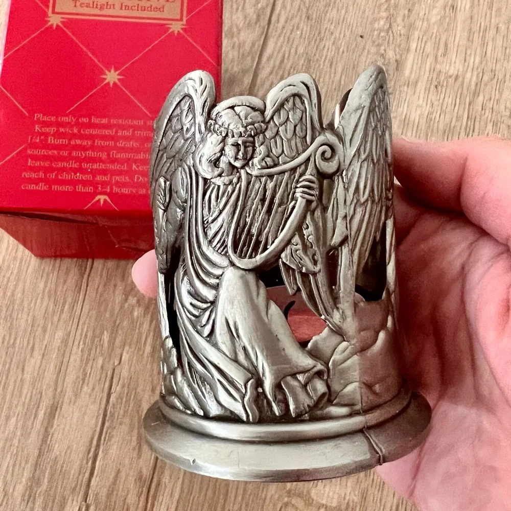 Home For The Holidays Mini Votive Candle Holder Pewter Angles‎